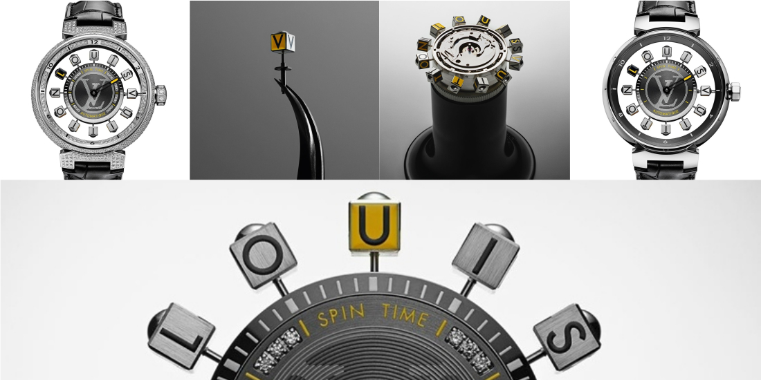 Louis Vuitton Tambour Spin Time. 12 Rotating cubes indicate the time.